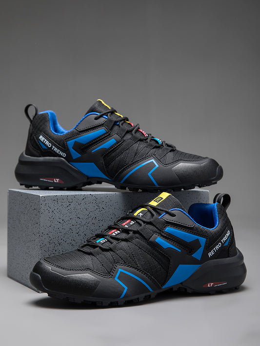 Men's Retro Trend Black & Blue Outdoor Sneakers | Lightweight LT Cushion Casual Shoes (US 6-15)